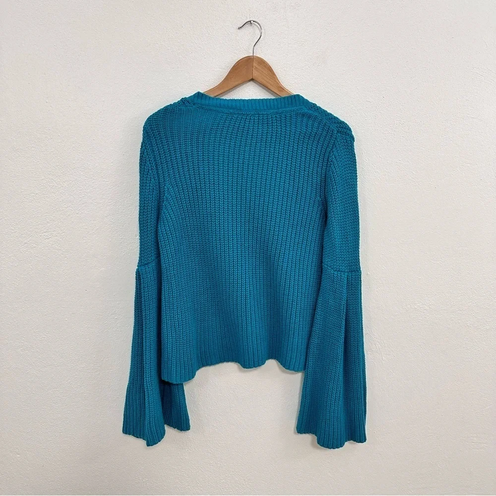 Free People Ribbed Bell Sleeve Pullover Sweater